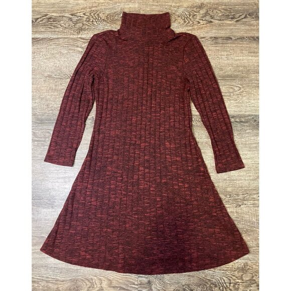 American Eagle Ribbed Mock Neck Dress Heather Burgundy Keyhole Back Size S/P - Picture 1 of 9